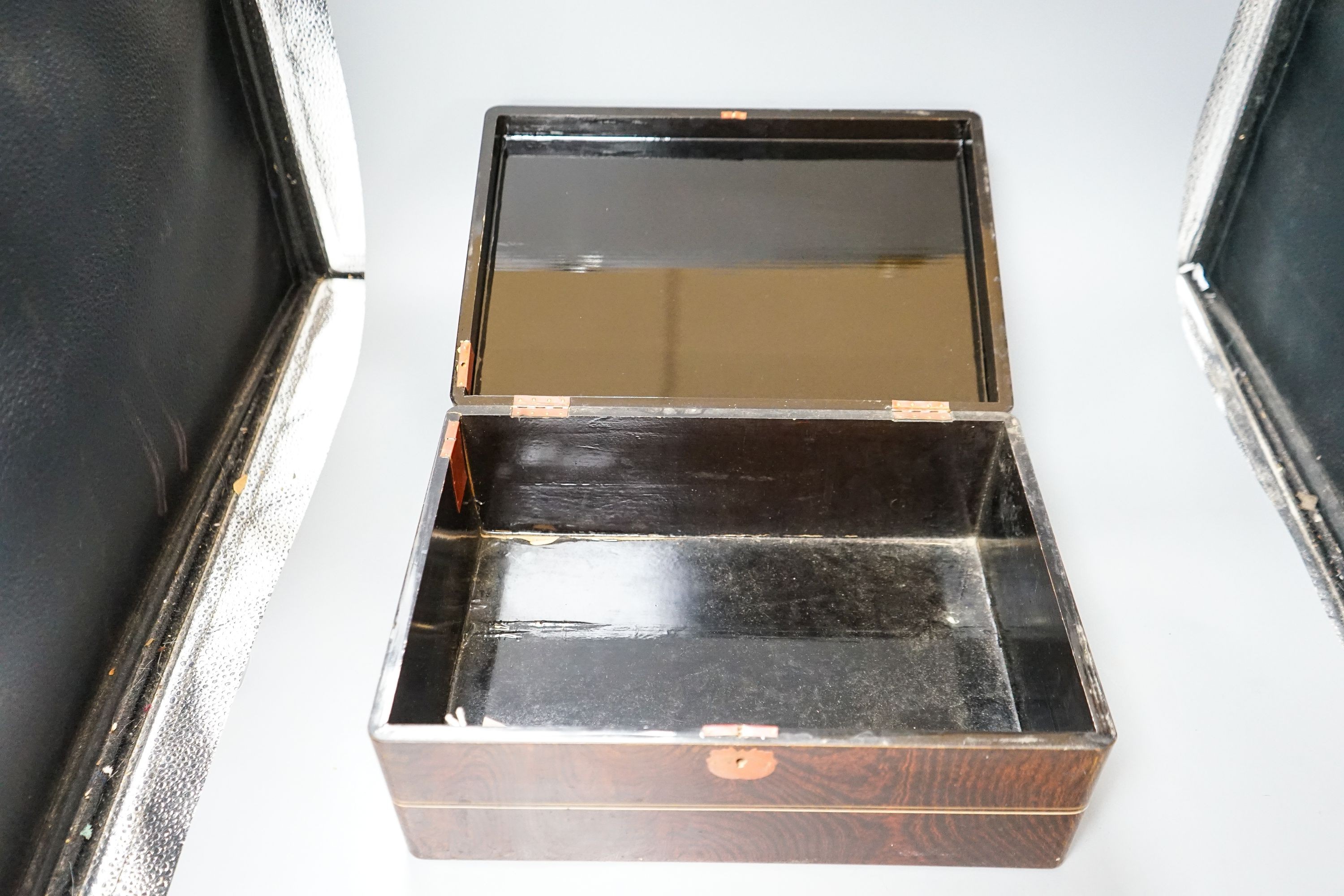 A Japanese lacquered rectangular box and two other boxes